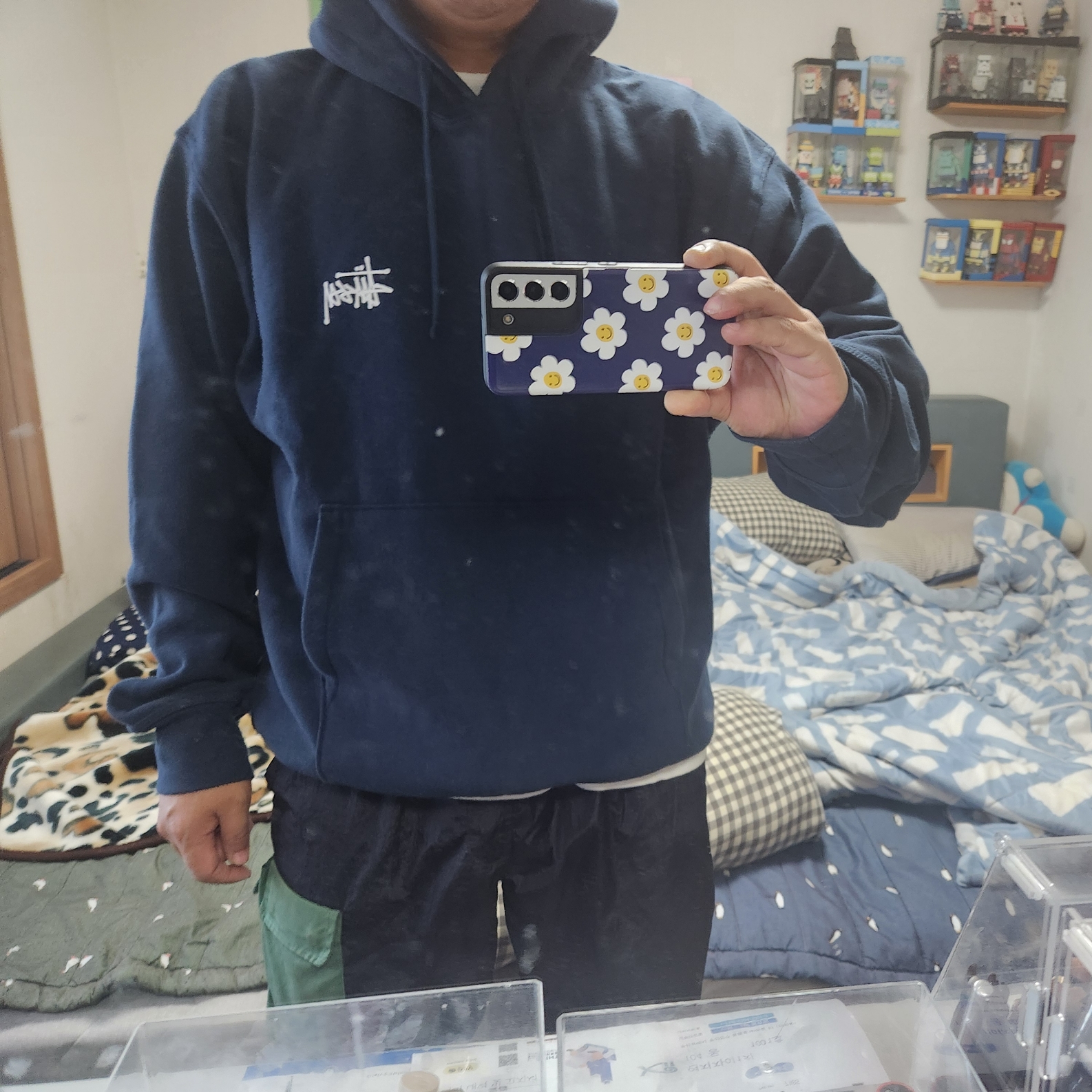 Stussy Basic Stussy Hoodie Navy 착용 스타일