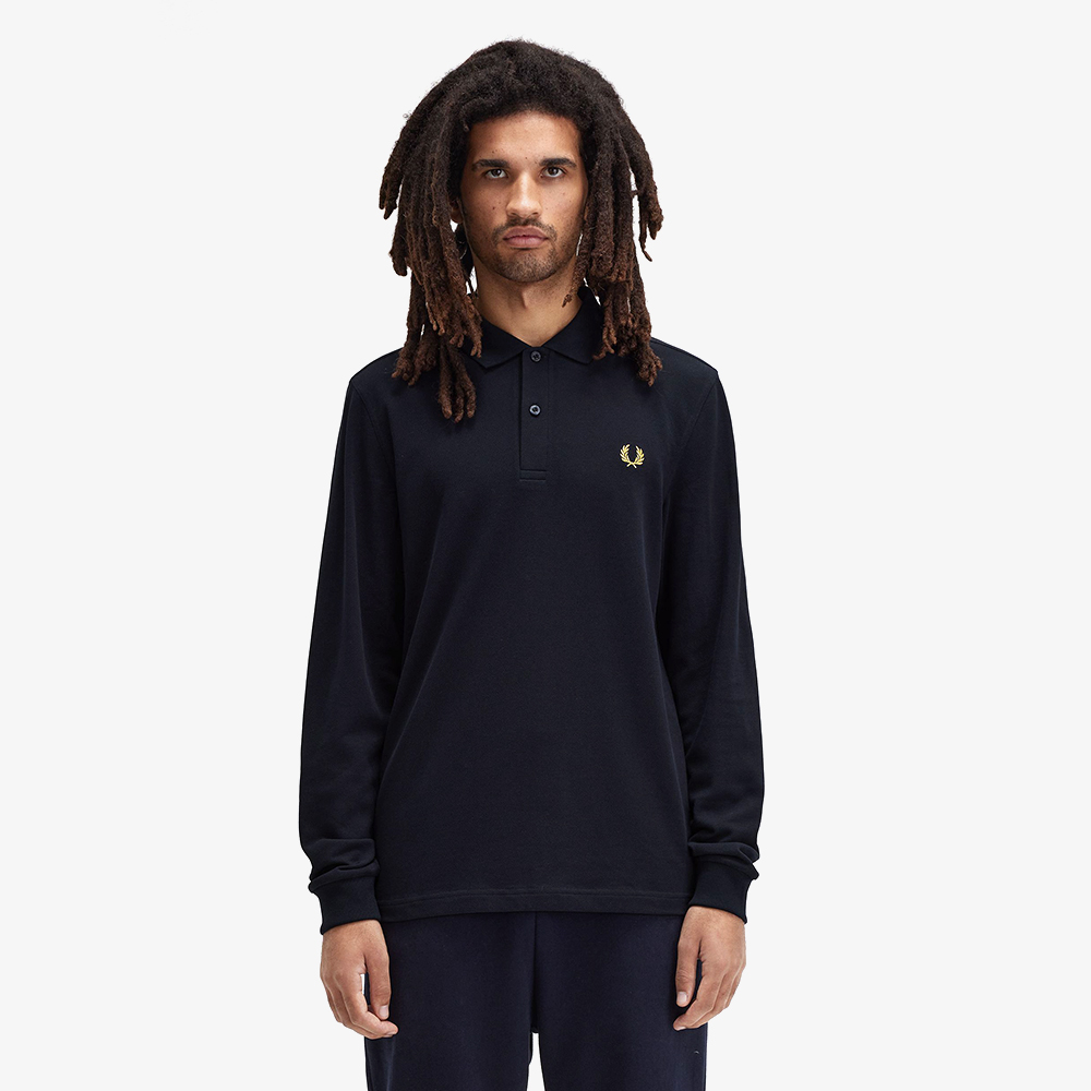 프레드페리 롱 슬리브 플레인 프레드페리 셔츠 네이비/허니콤(Fred Perry Long Sleeve Plain Fred Perry Shirt Navy) - 2