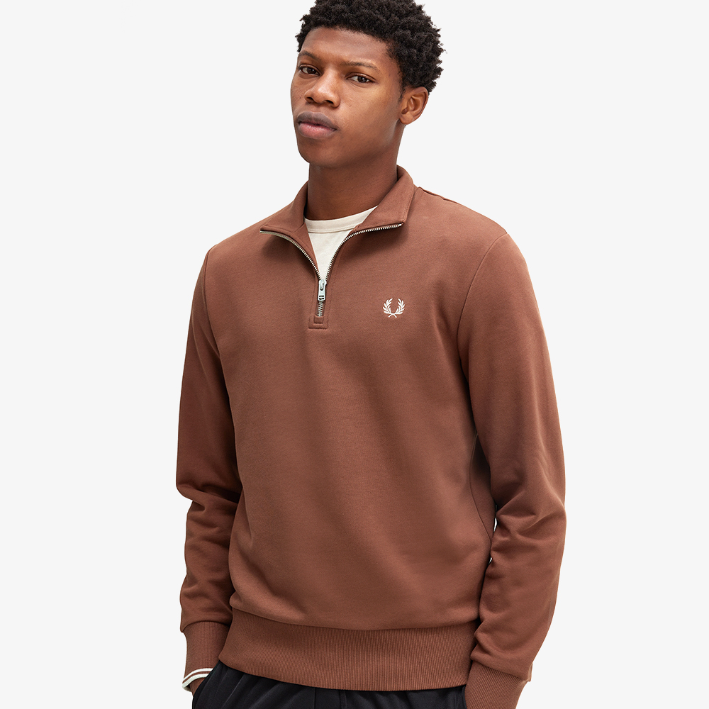 프레드페리 하프집 스웻셔츠 위스키브라운(Fred Perry Half Zip Sweatshirt Whisky Brown) - 4