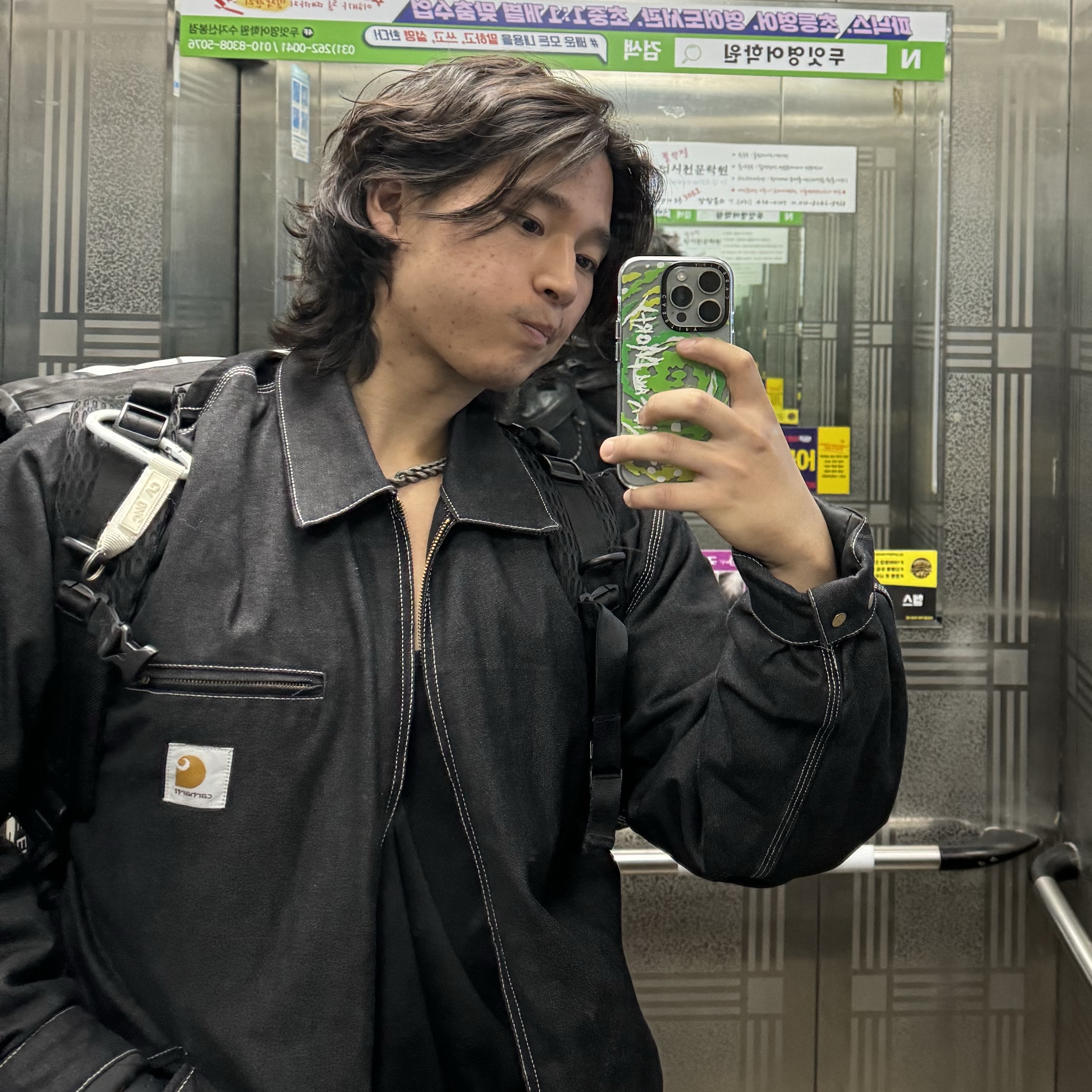 Carhartt WIP Norco Denim OG Detroit Jacket Black Stone Washed 착용 스타일
