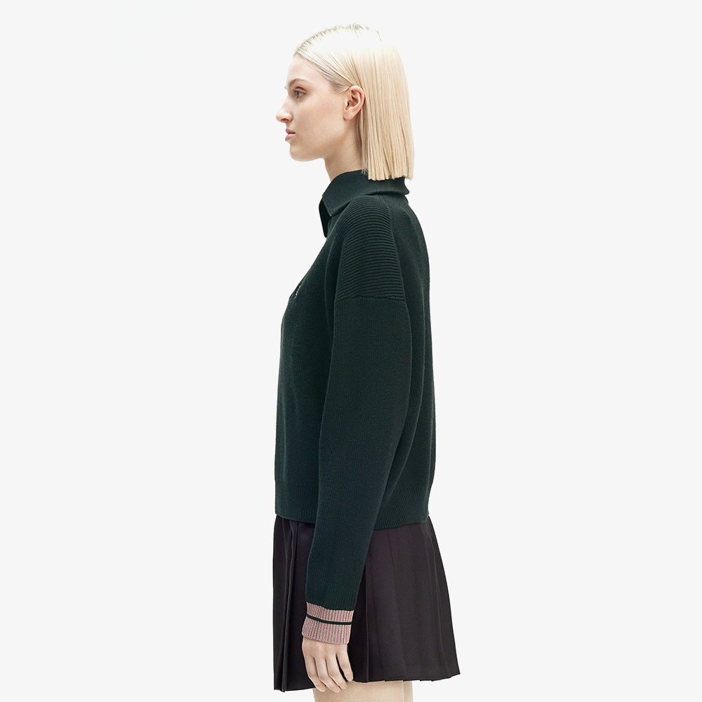 프레드페리 우먼 하프 집 니트 나이트그린(Fred Perry Womens Half Zip Knit Night Green) - 3