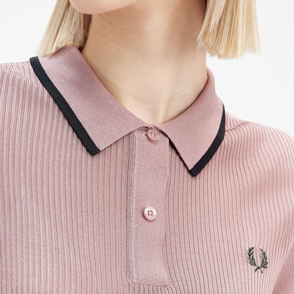 프레드페리 우먼 립 니트 셔츠 다크핑크(Fred Perry Womens Ribbed Knitted Shirt Dark Pink) - 4