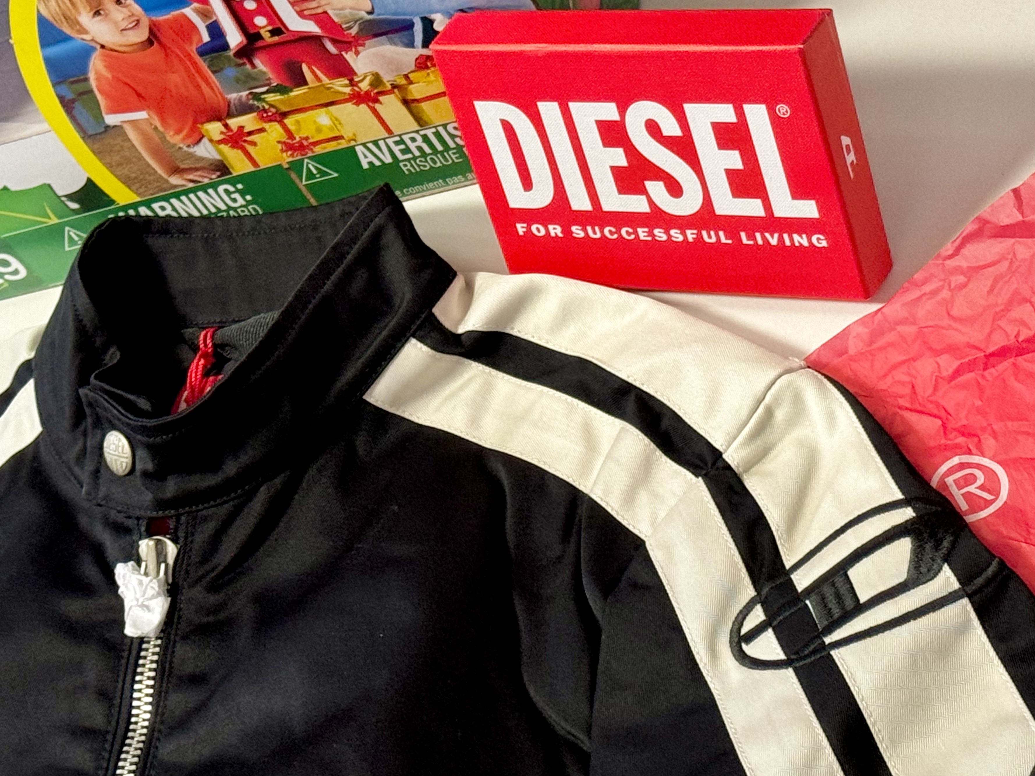 Diesel J-Beck Biker Jacket Black, Diesel J-Hives Windbreaker with Contrast Piping Black ์ฐฉ์ฉ ์คํ์ผ - 1