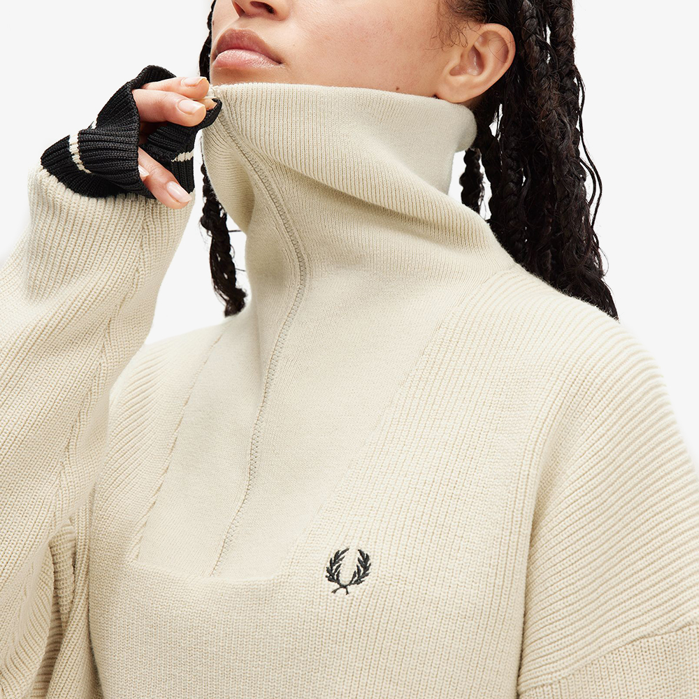 프레드페리 우먼 하프 집 니트 오트밀(Fred Perry Womens Half Zip Knit Oatmeal) - 4