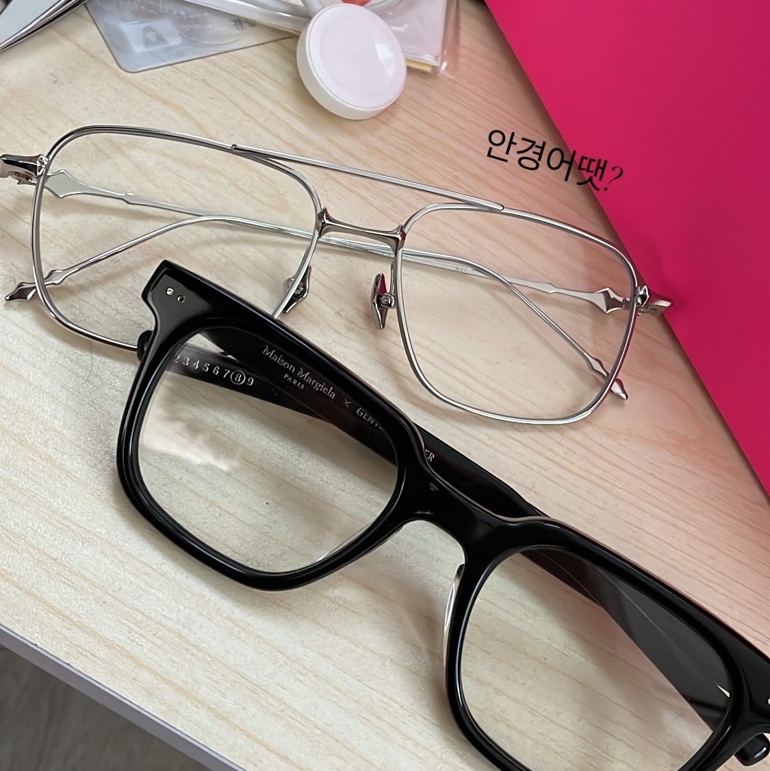 Gentle Monster x Maison Margiela MM117 Black Clear, Gentle Monster Met 02 Silver 착용 스타일