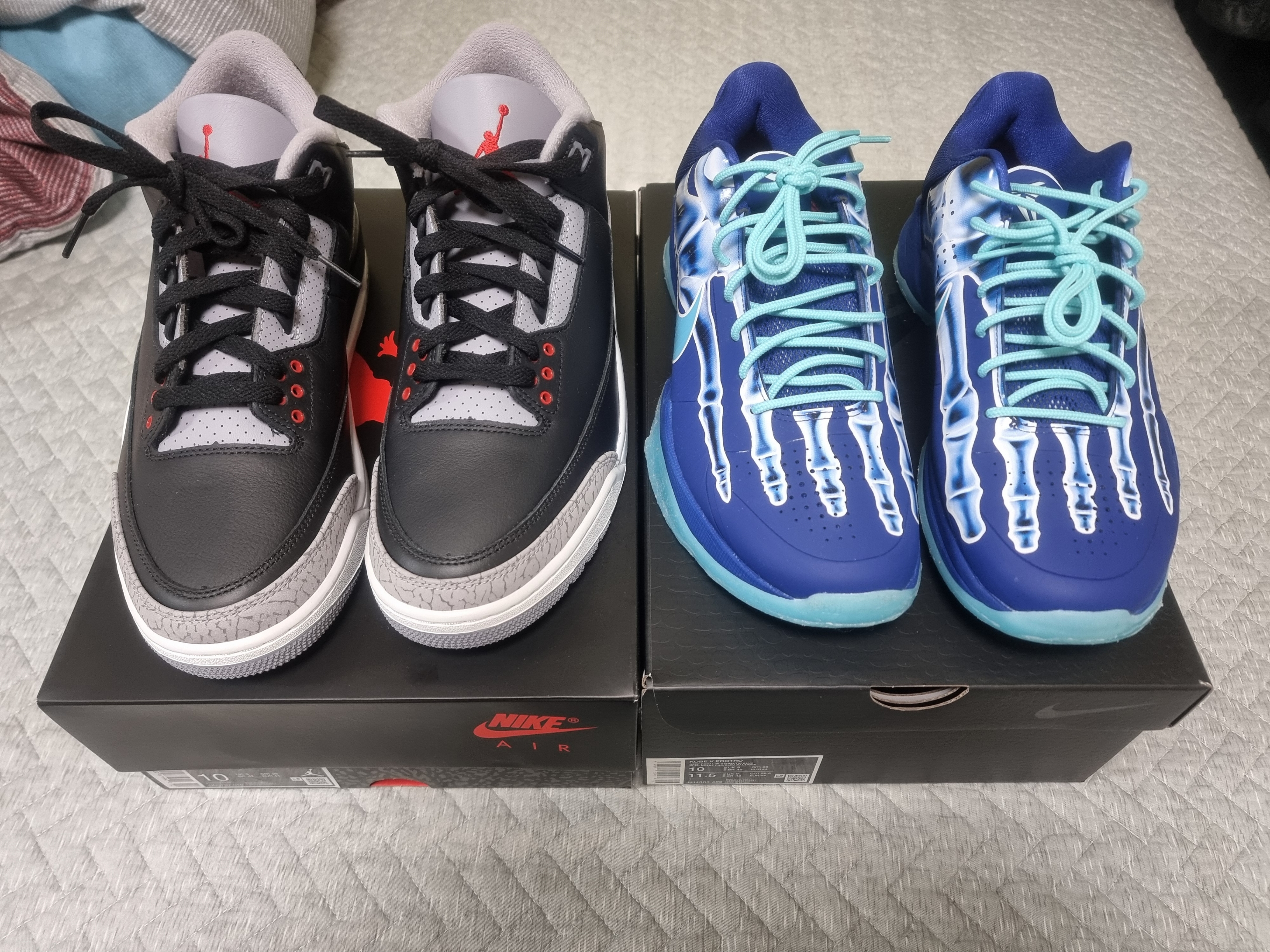 Nike Kobe 5 Protro Deep Royal Blue, Jordan 3 Retro Black Cement 2024 착용 스타일 - 1