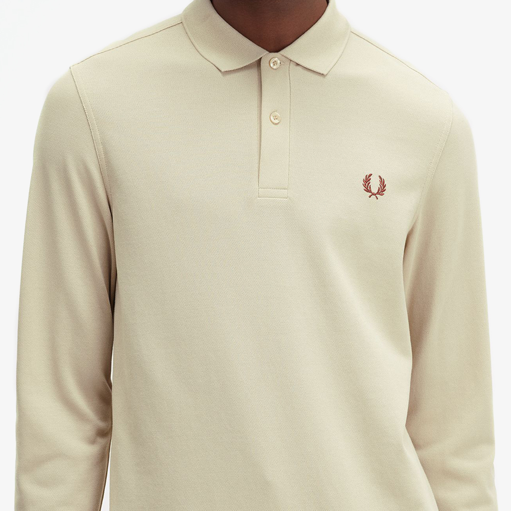 프레드페리 롱 슬리브 플레인 프레드페리 셔츠 오트밀/위스키브라운(Fred Perry Long Sleeve Plain Fred Perry Shirt Oatmeal) - 4