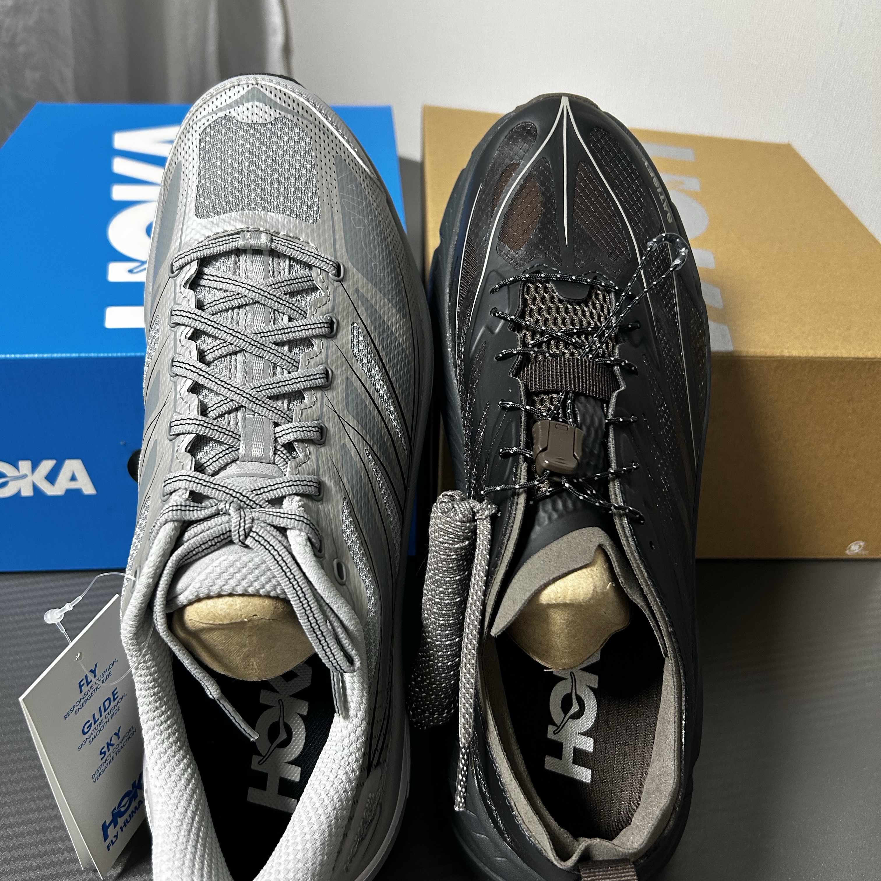 Hoka x Satisfy Mafate Speed 4 Lite Coffee, Hoka Mafate Speed 2 Stellar Grey Galactic Grey - 24FW 착용 스타일 - 2
