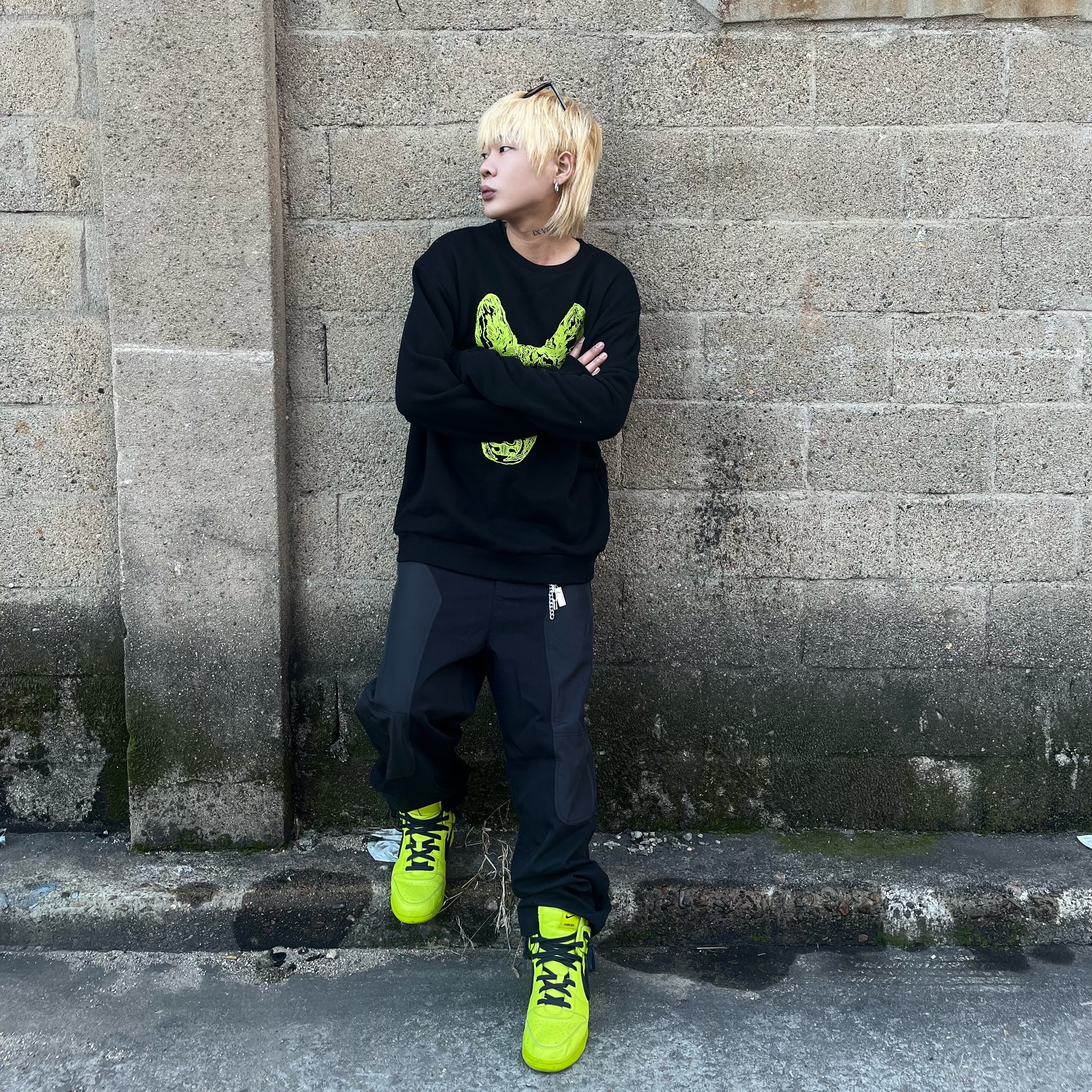 Nike x Ambush Dunk High Flash Lime 착용 스타일 - 2