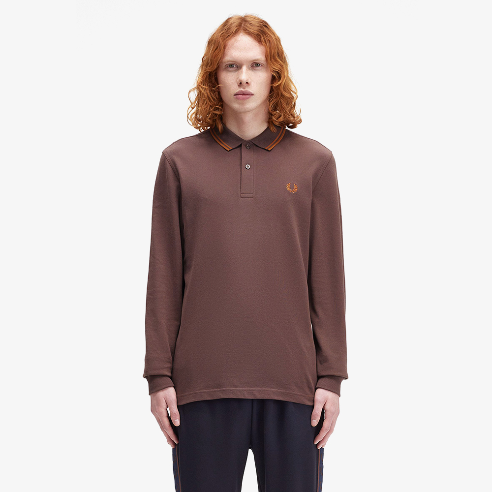프레드페리 롱 슬리브 트윈 팁 프레드페리 셔츠 캐링턴로드브릭/넛플레이크(Fred Perry Long Sleeve Twin Tipped Fred Perry Shirt Carrington Road Brick) - 2