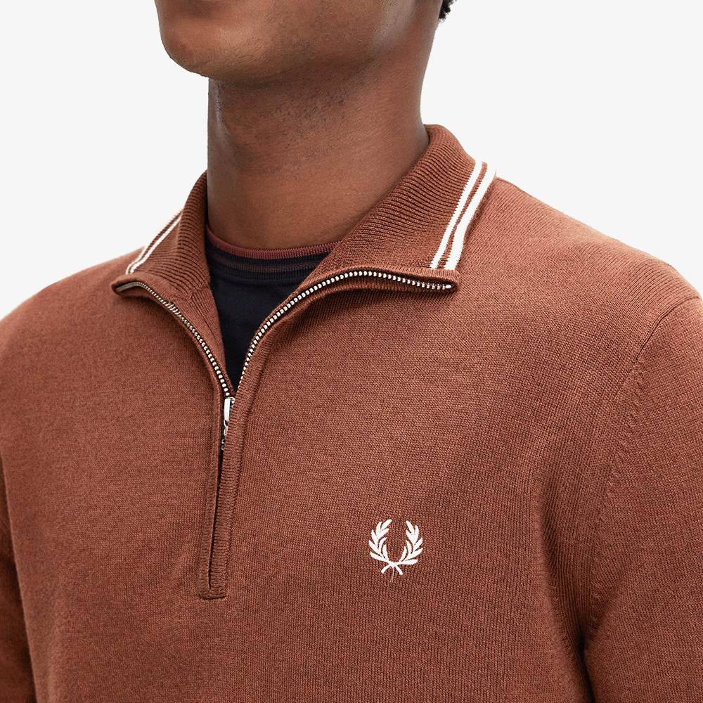 프레드페리 클래식 하프 집 니트 위스키브라운(Fred Perry Classic Half Zip Knit Whisky Brown) - 4