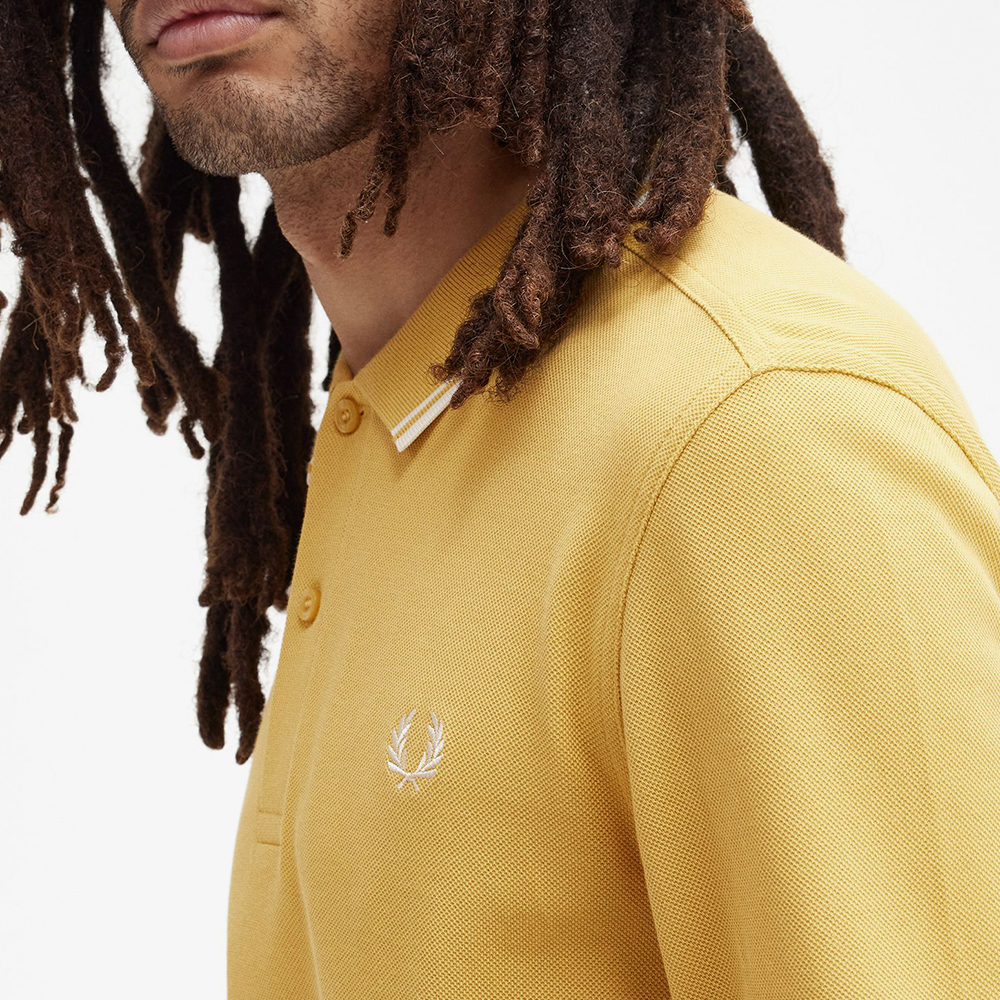프레드페리 롱 슬리브 트윈 팁 프레드페리 셔츠 허니콤/에크루(Fred Perry Long Sleeve Twin Tipped Fred Perry Shirt Honeycomb) - 4