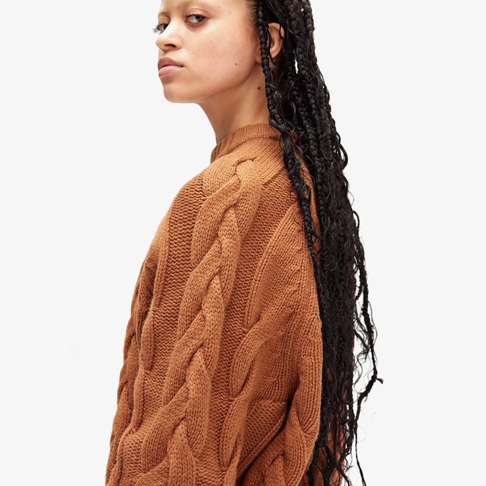 프레드페리 우먼 케이블 니트 모크넥 니트 마멀레이드(Fred Perry Womens Cable Knit Mock Neck Knit Marmalade) - 5