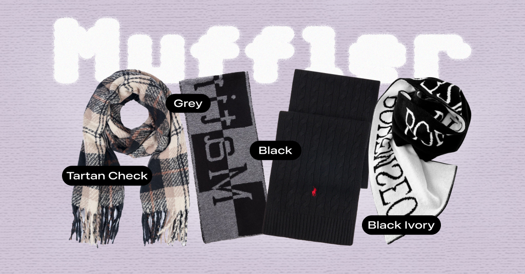 【BOHEMIAN SEOUL】BOHEMSEO KNIT MUFFLER BOHEMIAN SEOUL] JACQUARD KNIT MUFFLER BLACK&IVORY 正規品