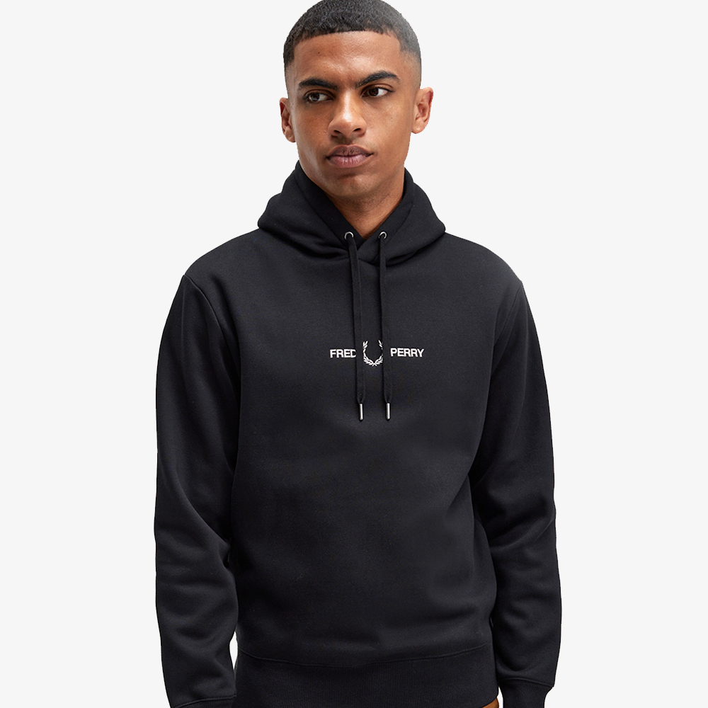 프레드페리 엠브로이더드 후디드 스웻셔츠 블랙(Fred Perry Embroidered Hooded Sweatshirt Black) - 3