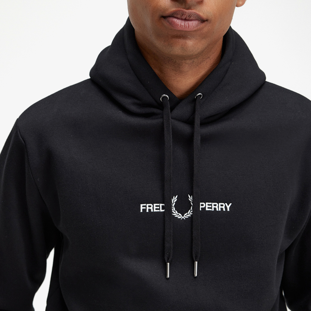 프레드페리 엠브로이더드 후디드 스웻셔츠 블랙(Fred Perry Embroidered Hooded Sweatshirt Black) - 4