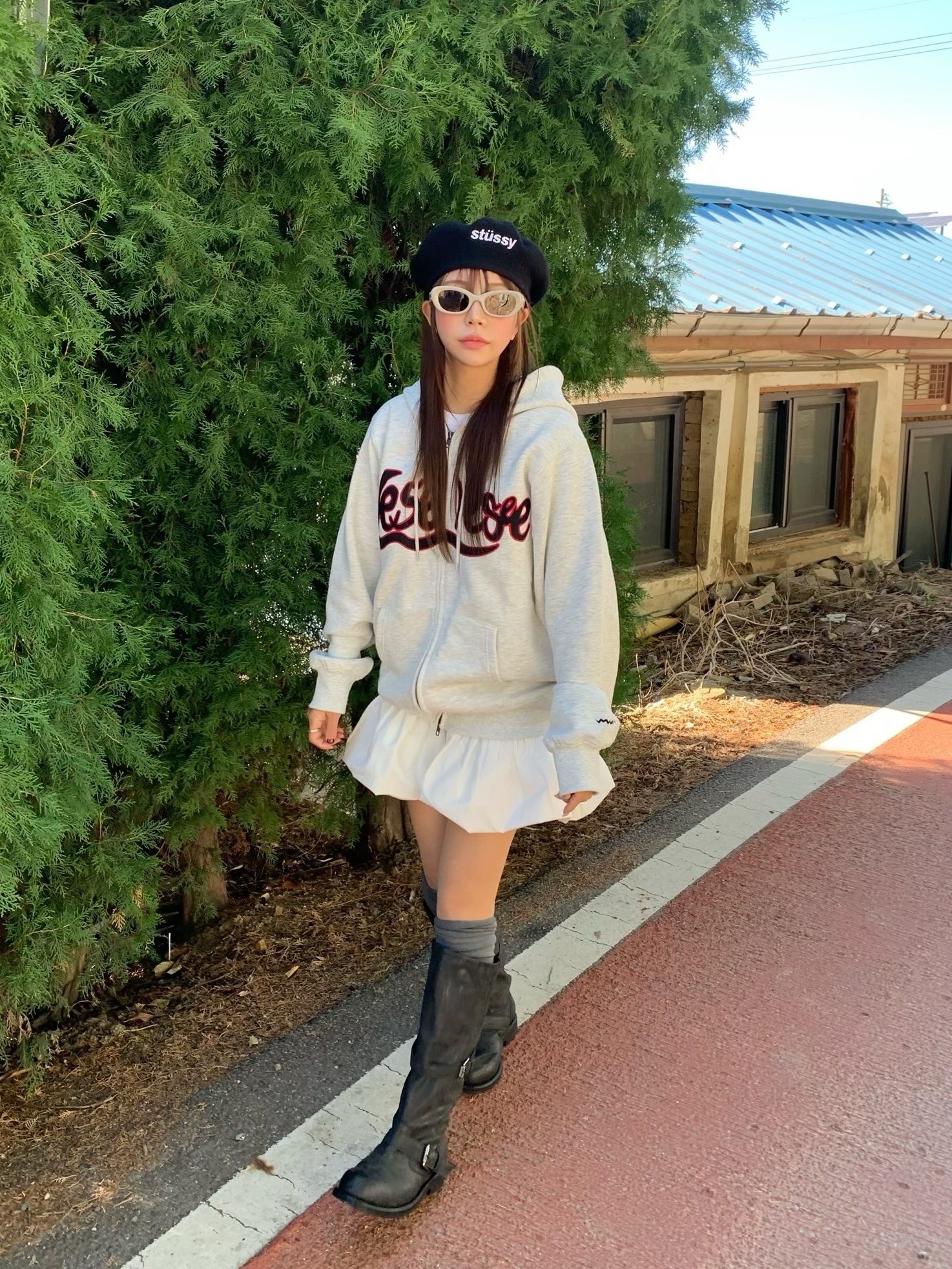 [6% 적립] NegativeThree  Slouchy Long Boots Washed Black 착용 스타일