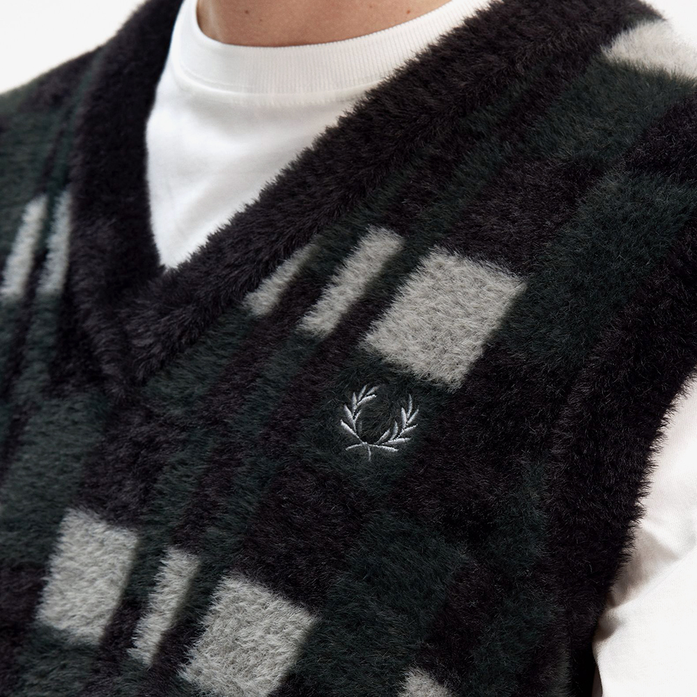 프레드페리 텍스쳐드 체커보드 베스트 블랙(Fred Perry Textured Chequerboard Tank Black) - 5