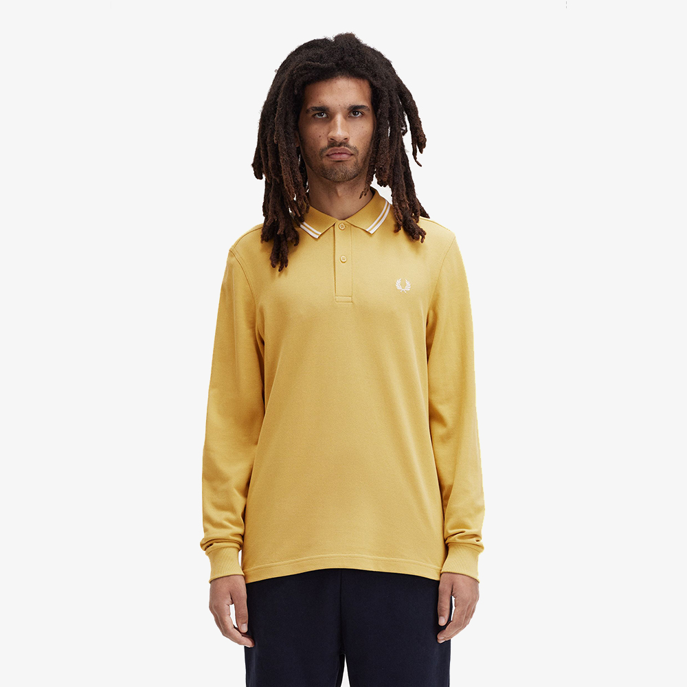 프레드페리 롱 슬리브 트윈 팁 프레드페리 셔츠 허니콤/에크루(Fred Perry Long Sleeve Twin Tipped Fred Perry Shirt Honeycomb) - 2