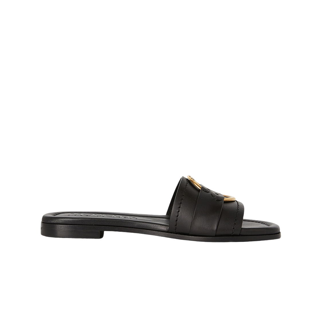 J1-09B-4C00160-M4097-999 (W) Moncler Bell Calf Leather Logo Ring Sandal Black - 24SS