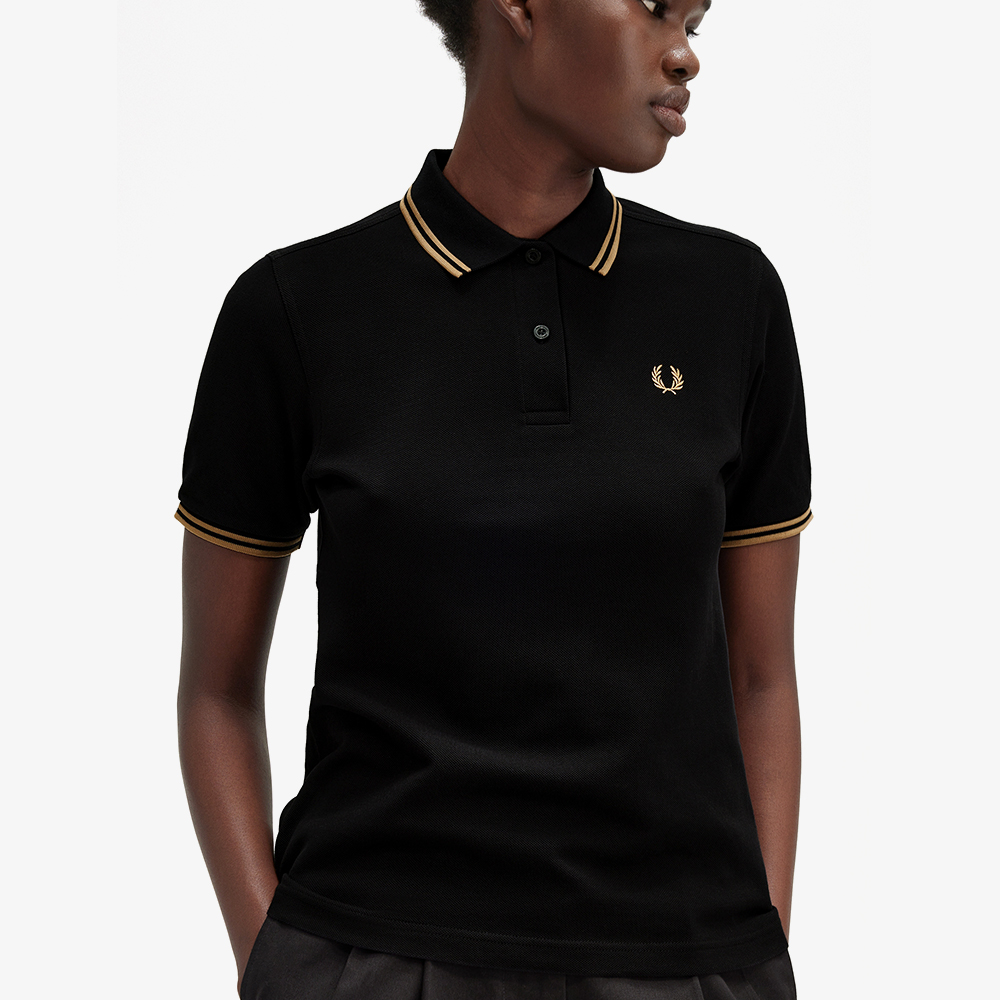 프레드페리 우먼 트윈 팁 프레드페리 셔츠 블랙/웜스톤(Fred Perry Womens Twin Tipped Fred Perry Shirt Black) - 4