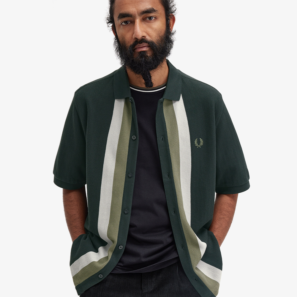 프레드페리 패널 버튼 스루 폴로 셔츠 나이트그린(Fred Perry Panelled Button Through Polo Shirt Night Green) - 4