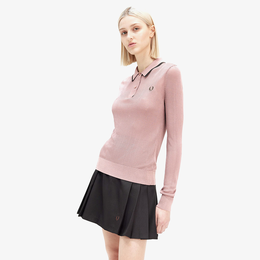 프레드페리 우먼 립 니트 셔츠 다크핑크(Fred Perry Womens Ribbed Knitted Shirt Dark Pink) - 3