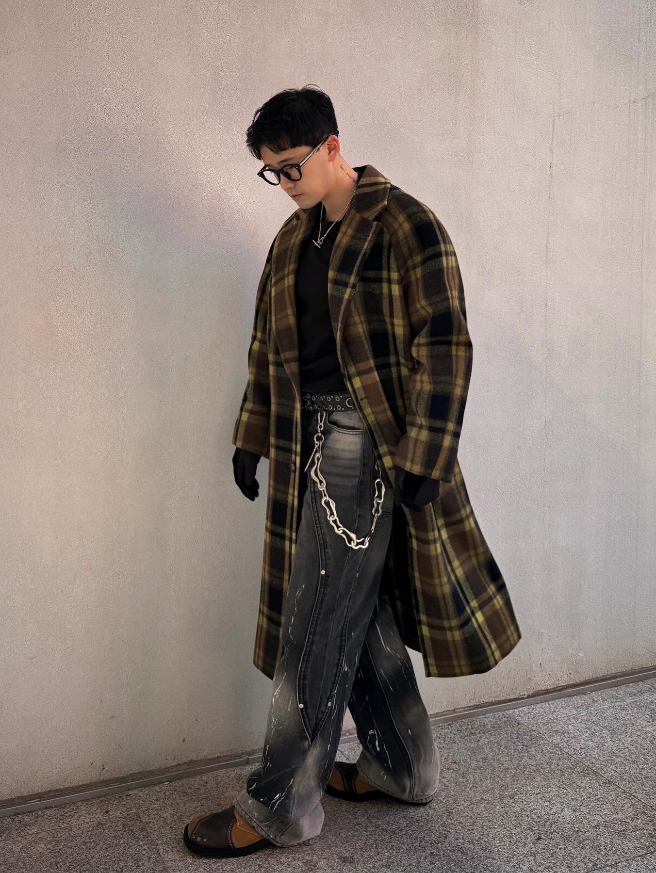 Diesel Dx1477 Stainless Steel Chain Necklace Silver, Vacant Archive Blenheim Double Stud Belt Black 착용 스타일 - 3