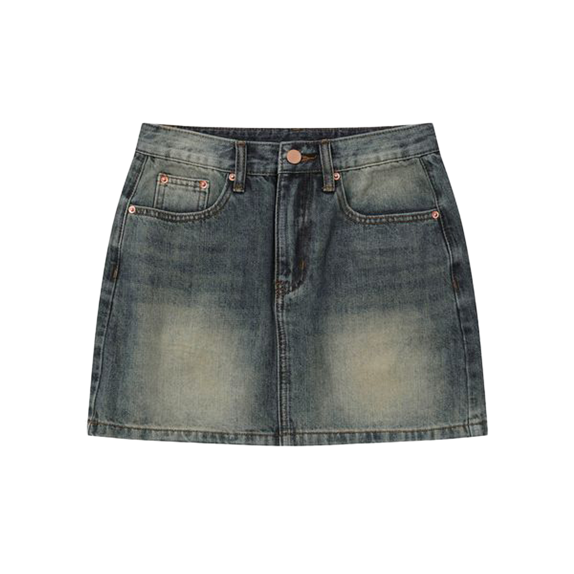 무센트 크레일 백 포켓 빅 로고 데님 스커트 빈티지 워싱(MUCENT Crail Back Pocket Big Logo Denim Skirt  Vintage Washing) - 2