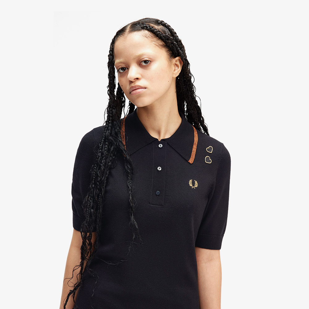 프레드페리 X 에이미와인하우스 메탈릭 팁 니트 셔츠 블랙(Fred Perry X Amy Winehouse Metallic Tipped Knitted Shirt Black) - 4