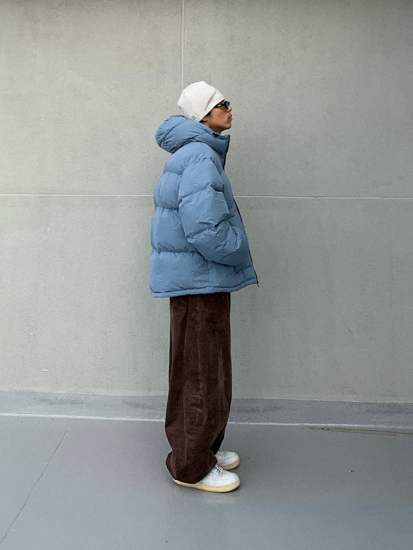 BLR Curved Logo Beanie Black, BLR Curved Logo Beanie Ivory 착용 스타일