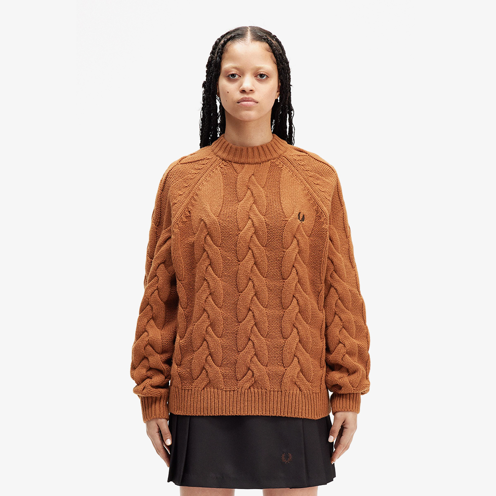 프레드페리 우먼 케이블 니트 모크넥 니트 마멀레이드(Fred Perry Womens Cable Knit Mock Neck Knit Marmalade) - 2