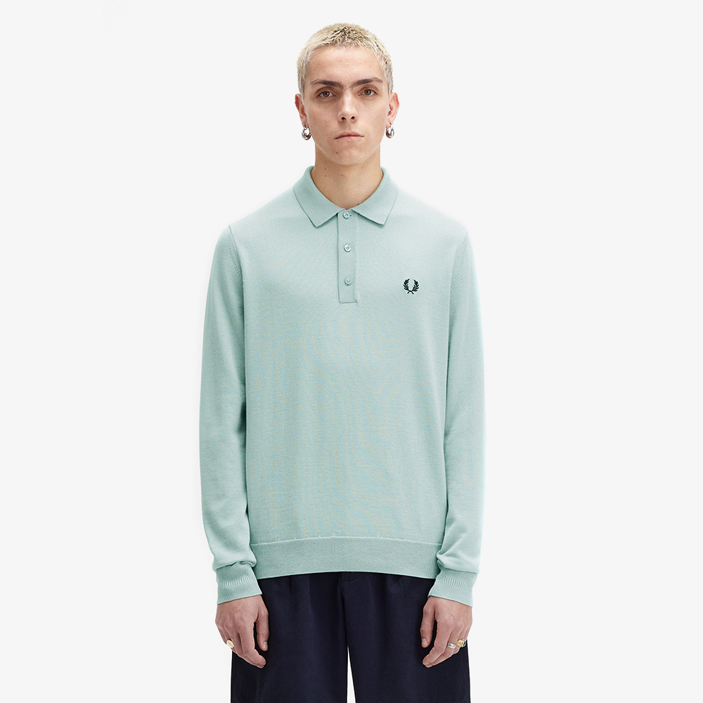 프레드페리 롱 슬리브 클래식 니트 셔츠 실버블루(Fred Perry Classic Knitted Long Sleeve Shirt Silver Blue) - 2
