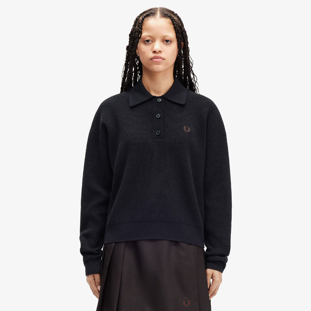 프레드페리 우먼 니트 셔츠 블랙(Fred Perry Womens Knitted Shirt Black) - 2