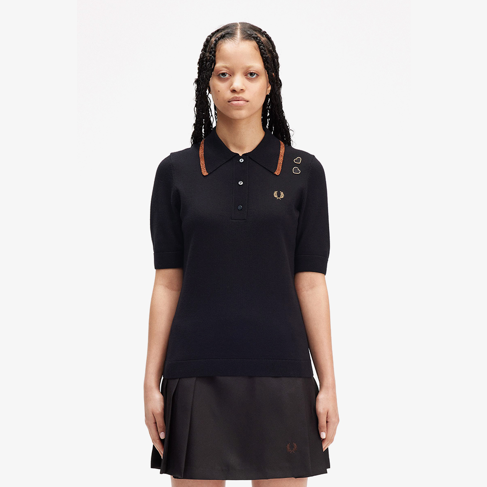 프레드페리 X 에이미와인하우스 메탈릭 팁 니트 셔츠 블랙(Fred Perry X Amy Winehouse Metallic Tipped Knitted Shirt Black) - 2