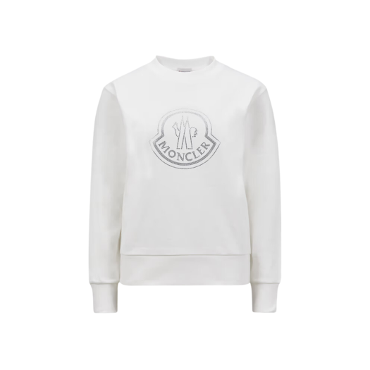 (W) Moncler Crystal Logo Cotton Sweatshirt Off White - 24FW