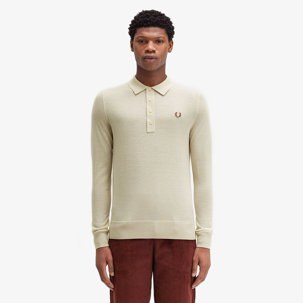 프레드페리 파인 니트 롱 슬리브 셔츠 오트밀(Fred Perry Fine Knit Long Sleeve Shirt Oatmeal) - 2