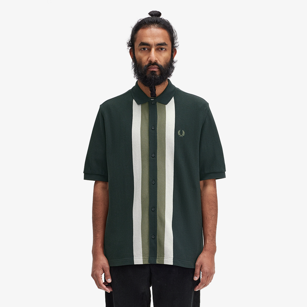 프레드페리 패널 버튼 스루 폴로 셔츠 나이트그린(Fred Perry Panelled Button Through Polo Shirt Night Green) - 2