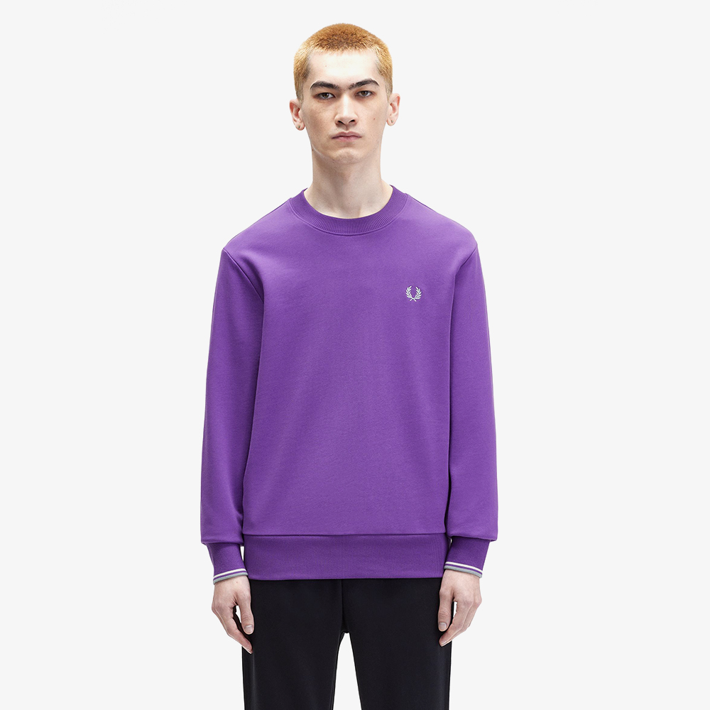 프레드페리 크루넥 스웻셔츠 에머시스트(Fred Perry Crew Neck Sweatshirt Amethyst/Ecru/Silver Blue) - 2