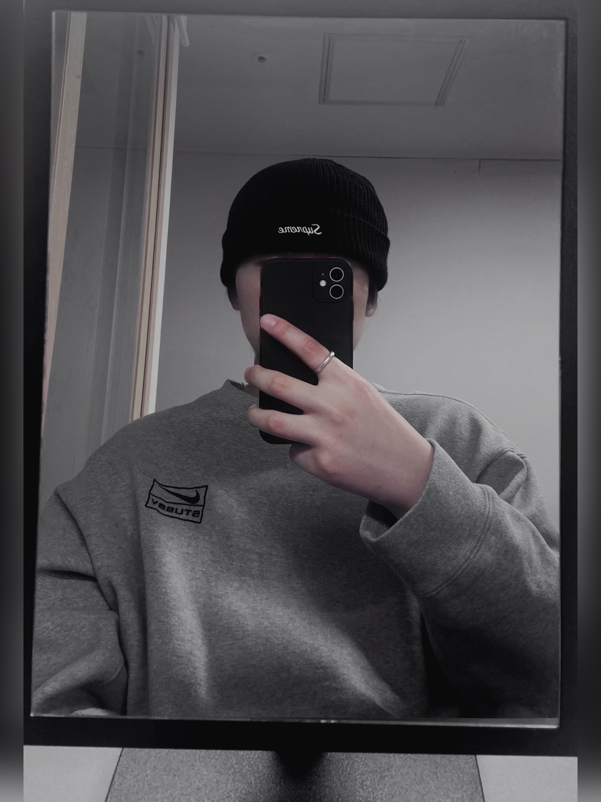 Supreme Loose Gauge Beanie Black, Quarqor #3106 Ring 착용 스타일