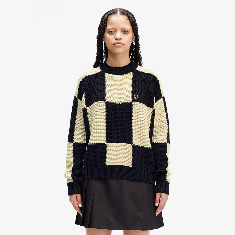 프레드페리 우먼 텍스쳐드 체커보드 니트 블랙(Fred Perry Womens Textured Chequerboard Knit Black) - 2