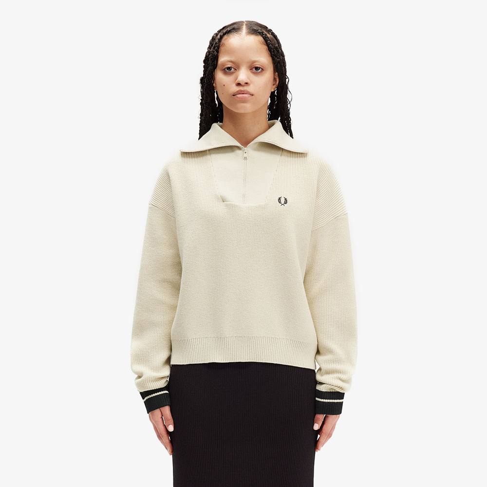 프레드페리 우먼 하프 집 니트 오트밀(Fred Perry Womens Half Zip Knit Oatmeal) - 2
