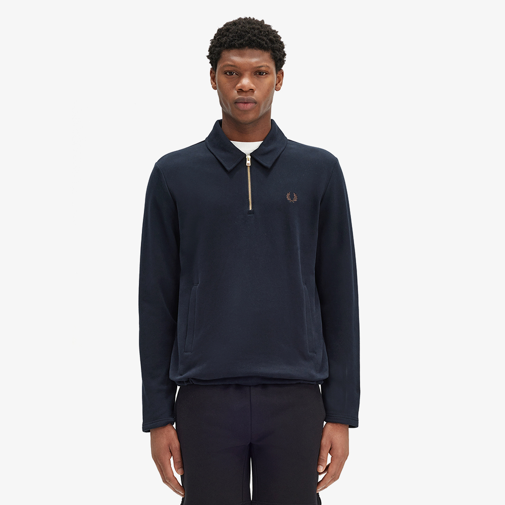 프레드페리 하프 집 스목 스웻셔츠 네이비(Fred Perry Half Zip Smock Sweatshirt Navy) - 2