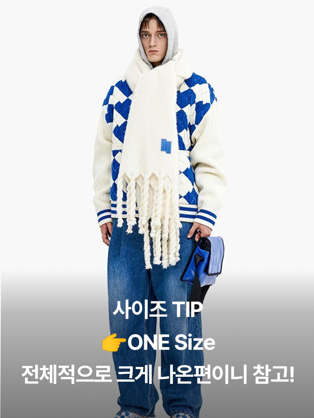 Acne Studios Checked Muffler Black Grey, Acne Studios Fringe Wool Muffler Brown Melange 착용 스타일 - 6