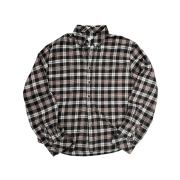 Undermycar Mu.75 Anti Fxxking Logo Play Basic Long Sleeve Flannel Shirts Burgundy Black