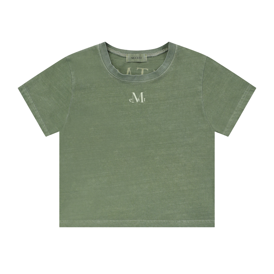 무센트 피그먼트 더티워싱 시그니처 백로고 원형 나염 티셔츠 더티 카키(MUCENT Pigment Dirty Wash Arc Back Logo T Dirty Khaki) - 4