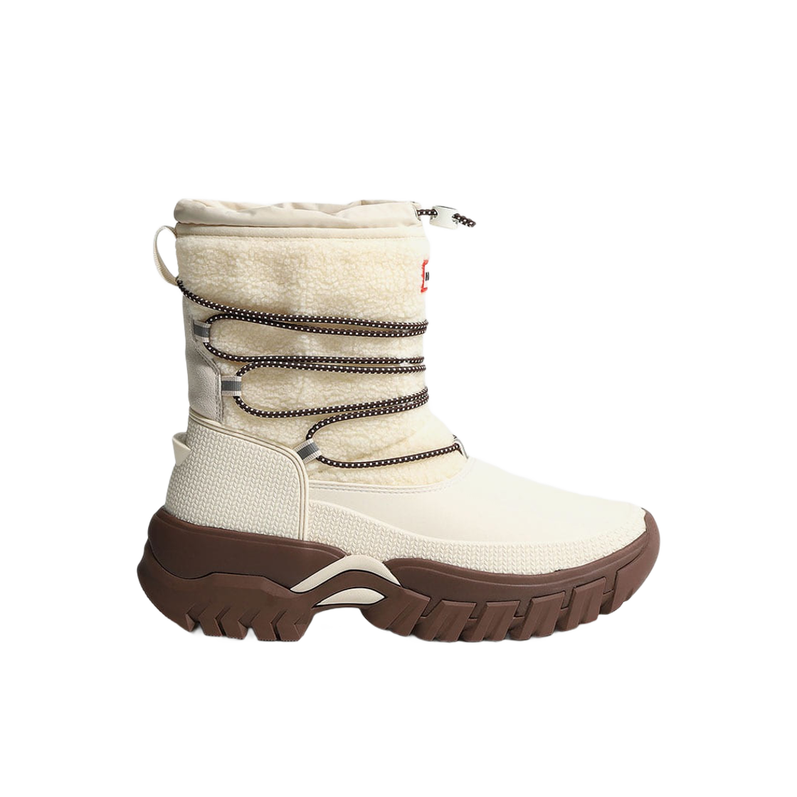 WFS2204HER-WLT (W) Hunter Wanderer Shearling Insulated Short Snow Boot White Willow Brown Bolt