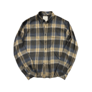 Undermycar Mu.73 Anti Fxxking Logo Play Basic Long Sleeve Flannel Shirts Sky Beige