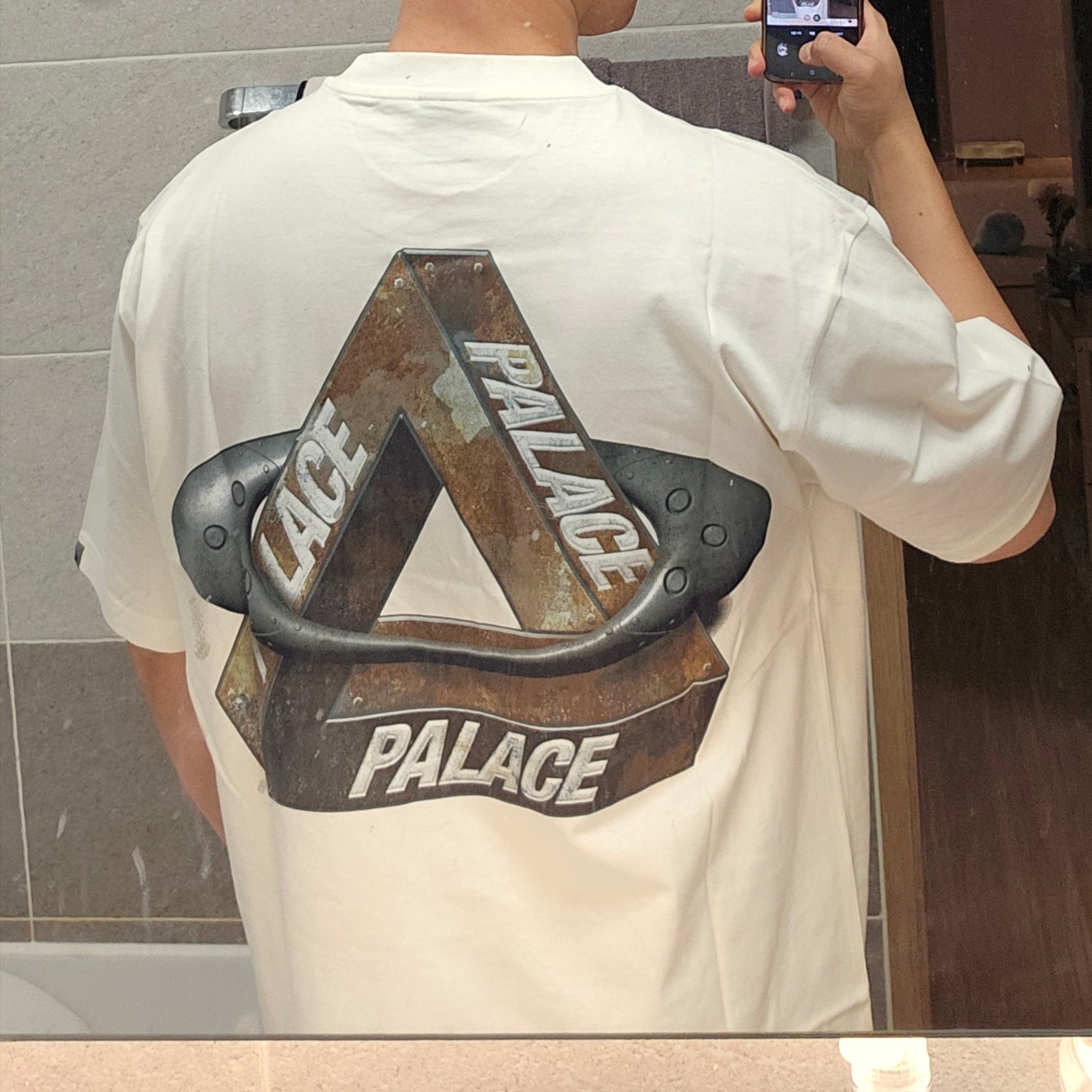 Palace x Oakley T-Shirt White - 24FW 착용 스타일