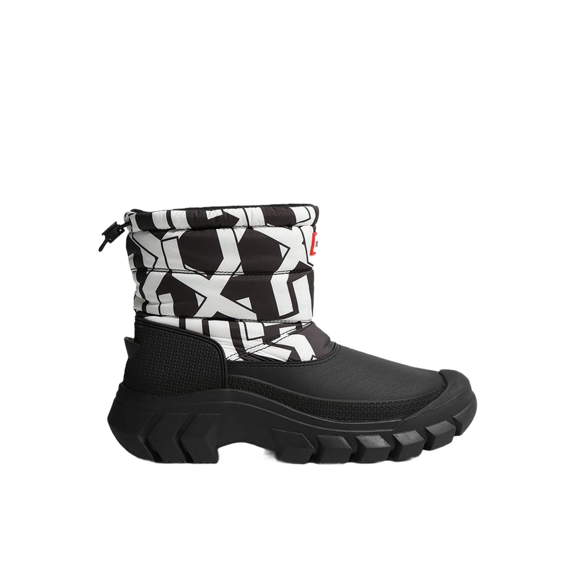 WFS1002PCT-BWT (W) Hunter Intrepid H-Print Short Snow Boots Black White